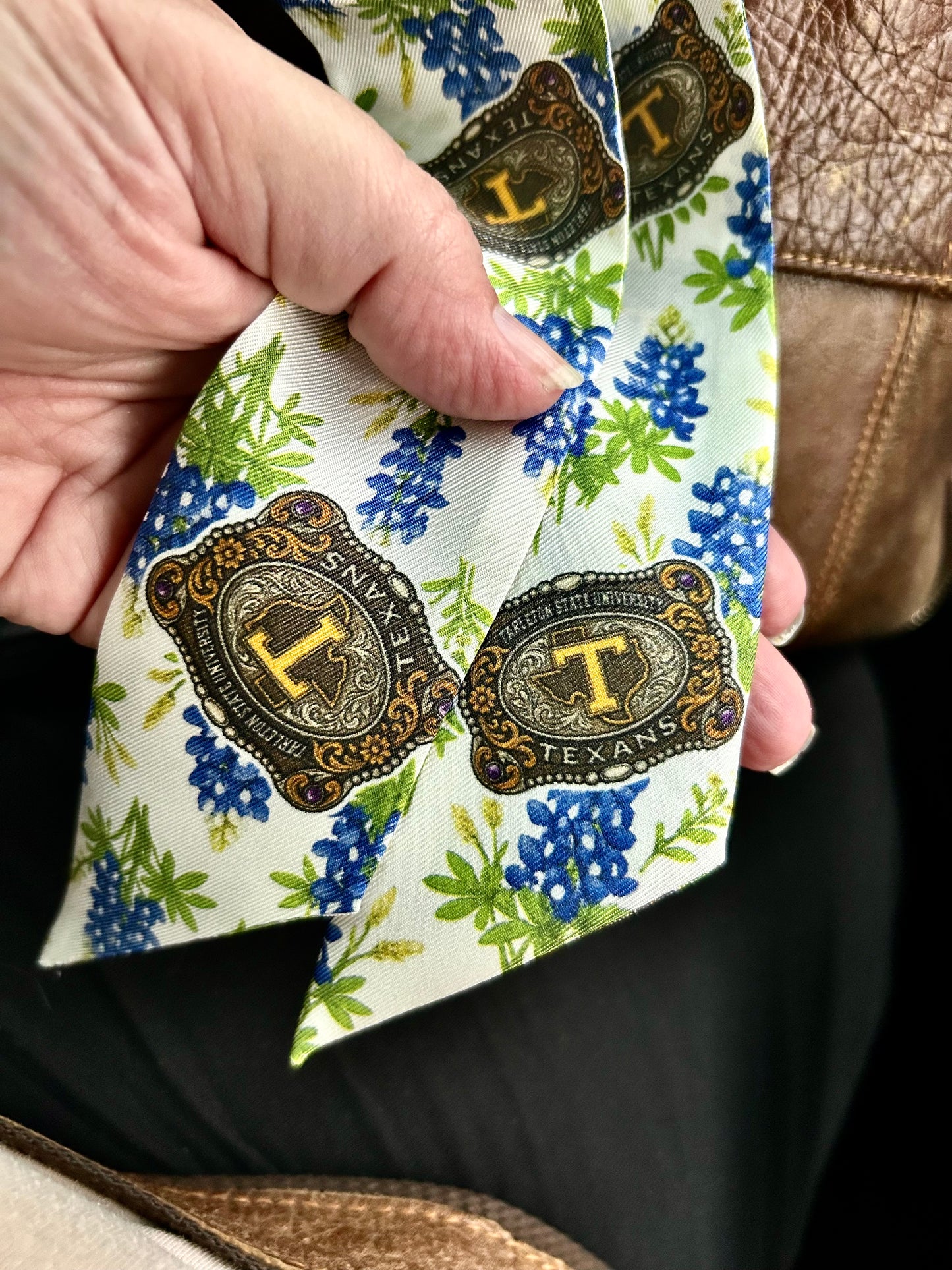 Licensed Tarleton State University Bluebonnet Twilly Scarf – Official Texans Western Purse Ribbon & Hair Tie