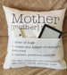 Mother Definition Pillow – 18” Reading Pillow with Pocket & Insert | Mother’s Day Gift | Mom Decor