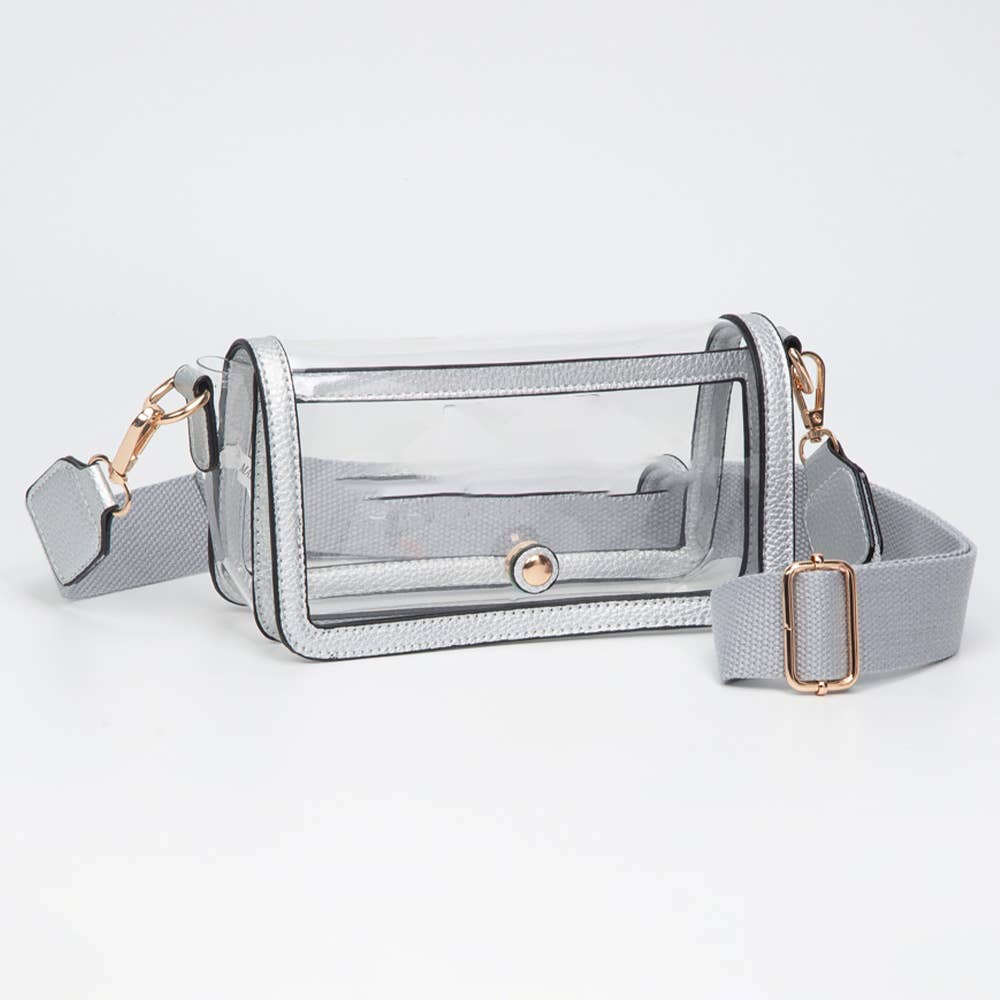 Transparent Rectangle Flap Crossbody Bag