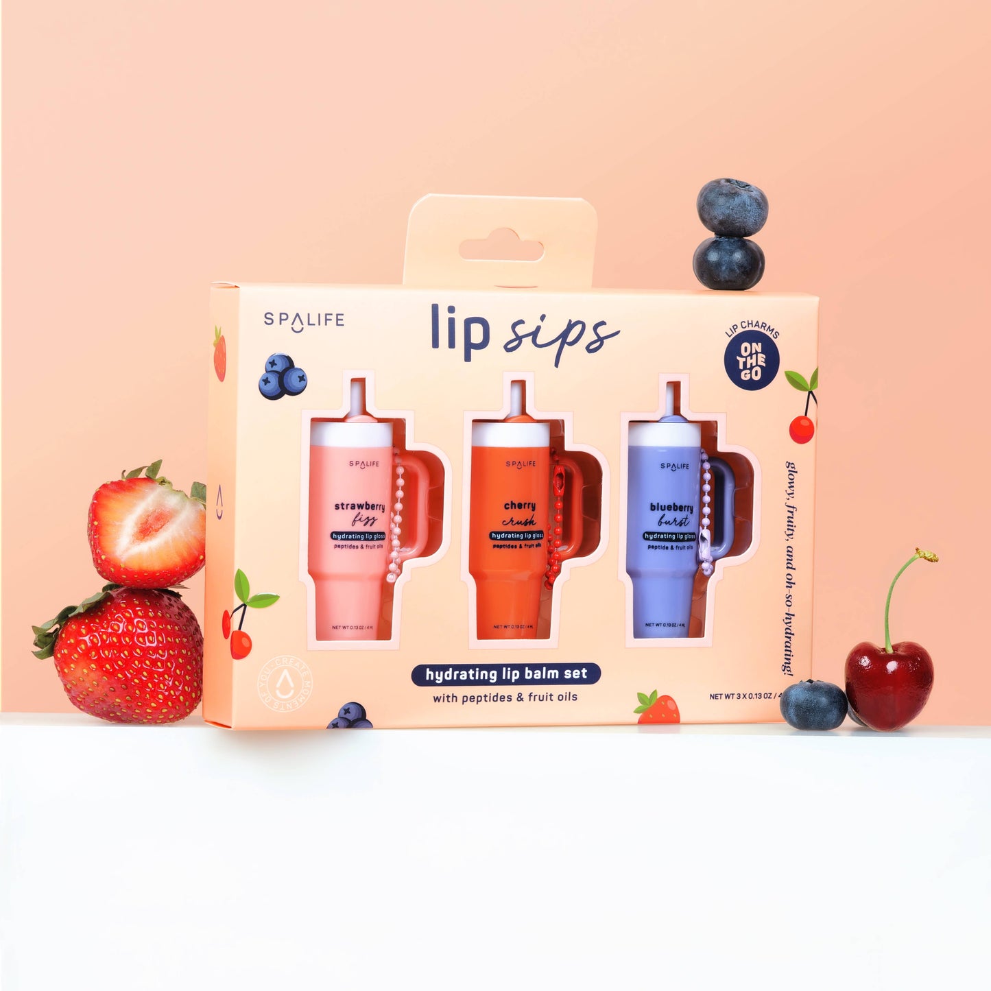 Lip Sips tumbler lip balm trio gift set by My Spa Life