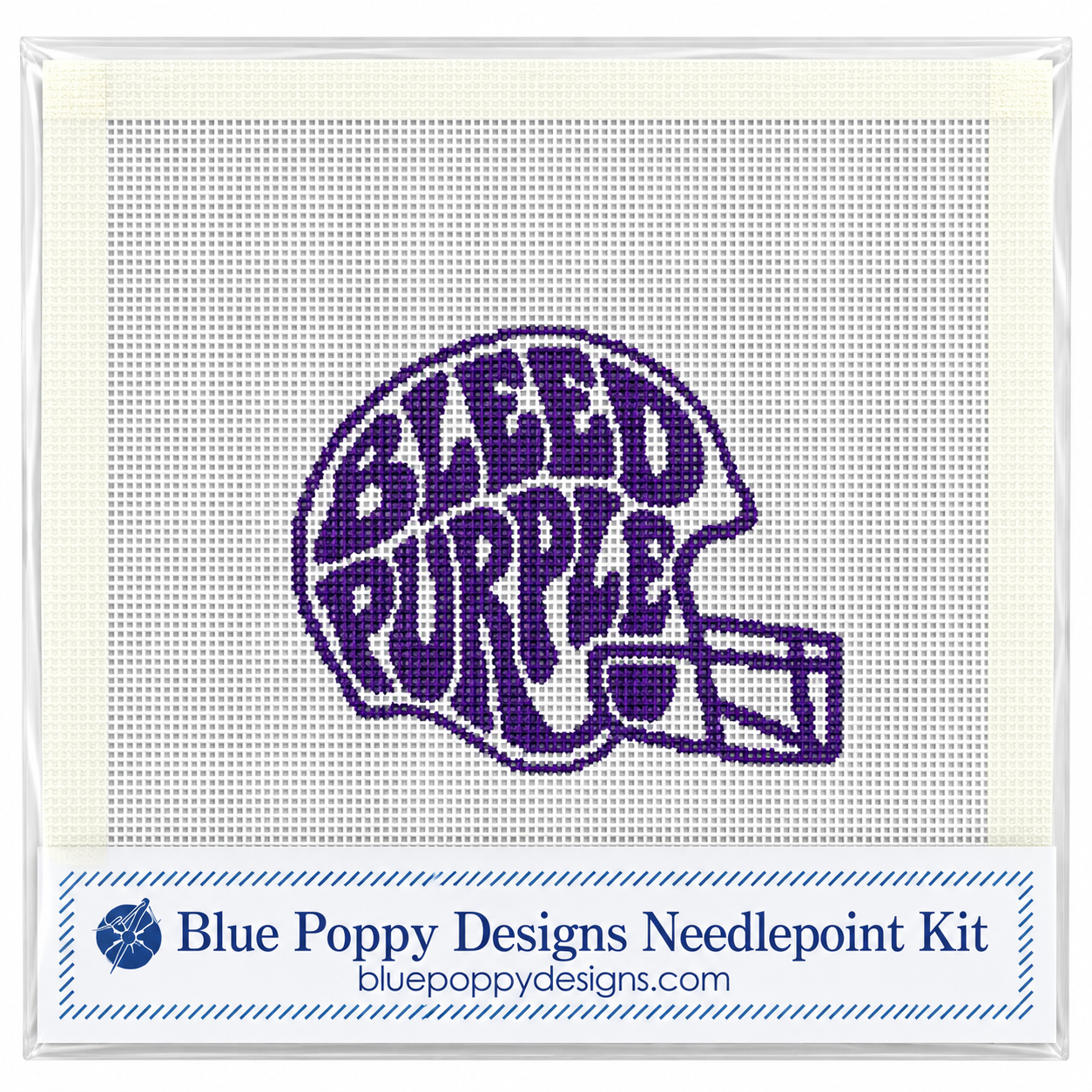 Tarleton Bleed Purple football helmet beginner needlepoint kit – licensed Tarleton State University