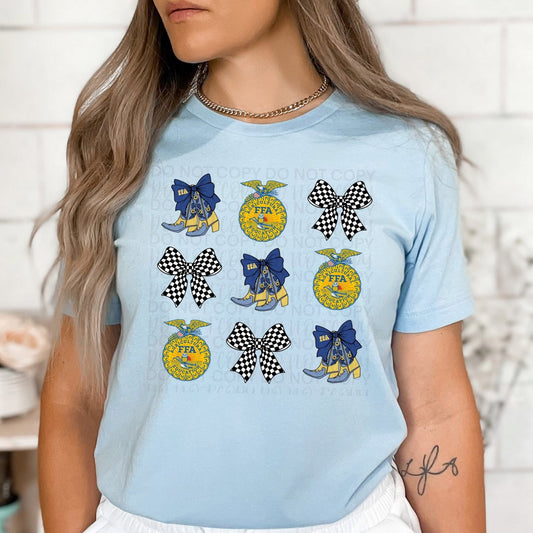 Cute FFA Bow and Boots Shirt – Light Blue Tee for Future Farmers of America Members