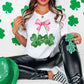 Pink Bow Shamrock T-Shirt | Cute St. Patrick’s Day Shirt for Women | Preppy Clover Graphic Tee | Lucky Girl Outfit