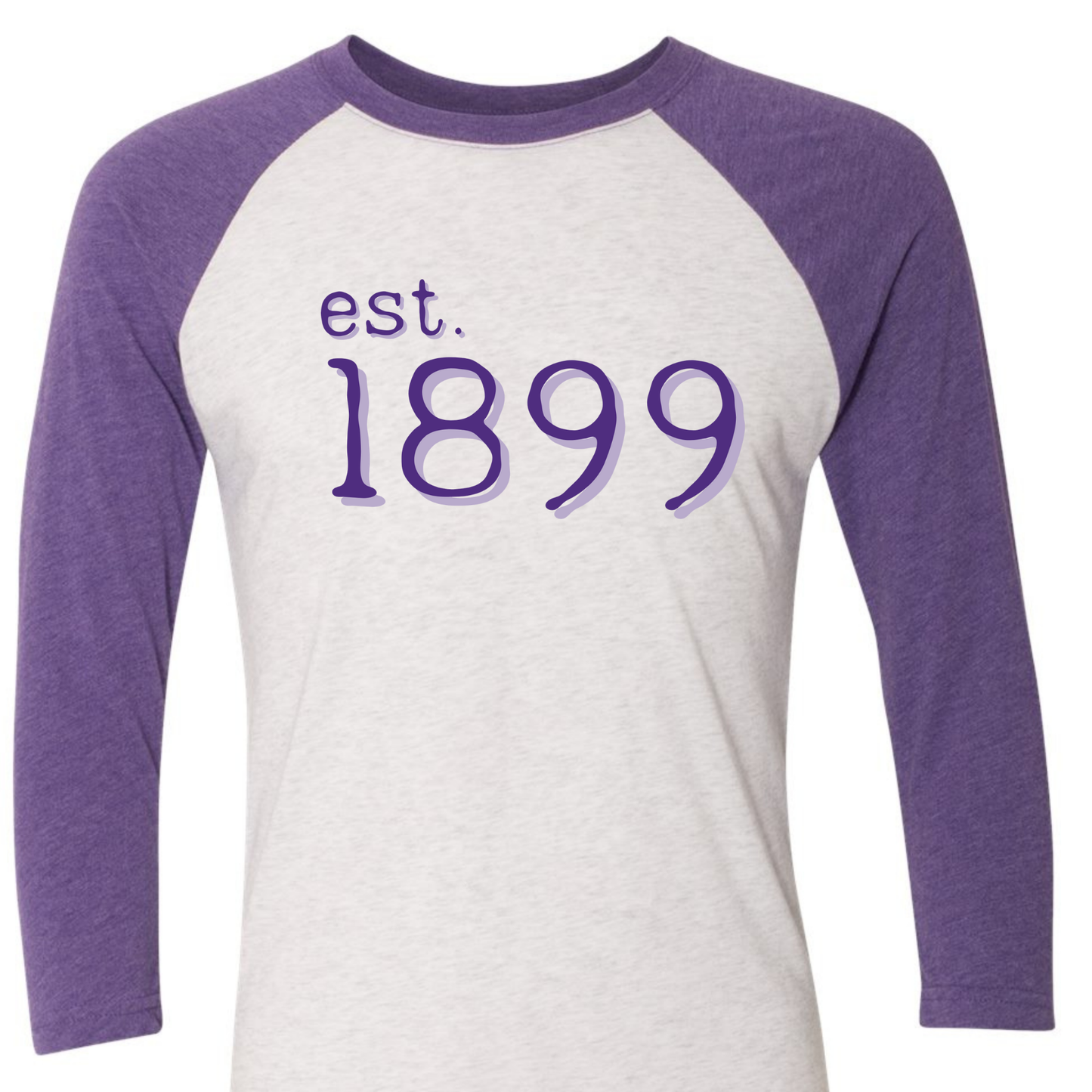 Tarleton “Est. 1899” Raglan Tee – Purple & Gray Baseball Shirt