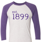 Tarleton “Est. 1899” Raglan Tee – Purple & Gray Baseball Shirt