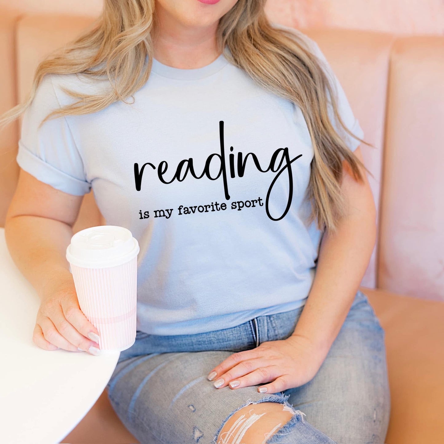 Reading Is My Favorite Sport Shirt | Light Blue Reading Tee | Book Lover Gift for Teachers, Librarians & Readers