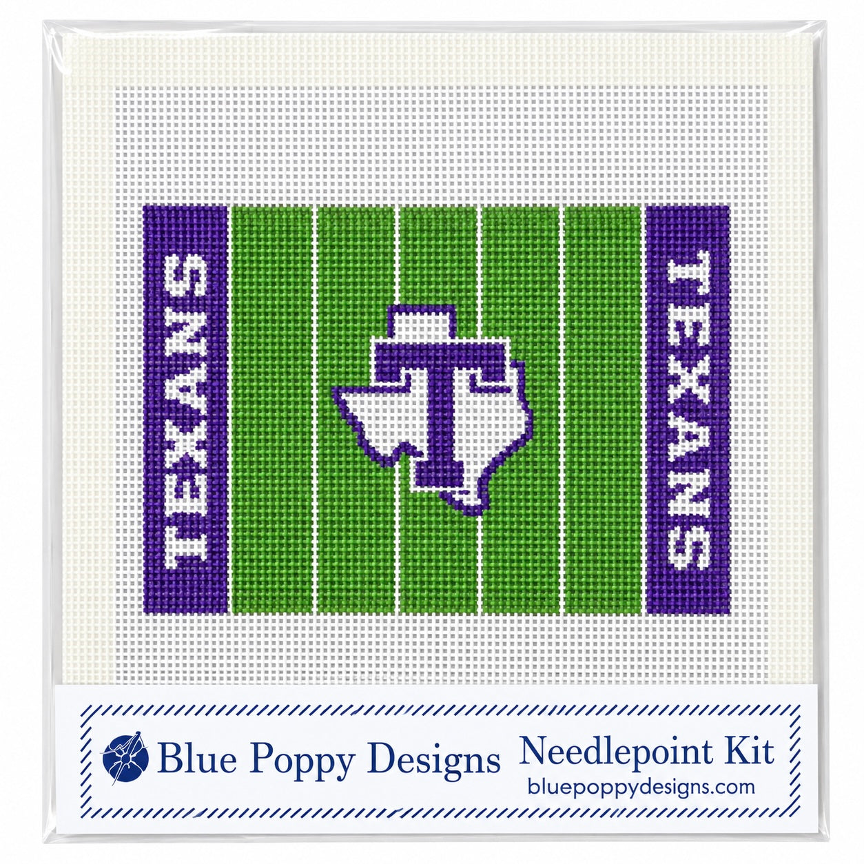 Tarleton Texans football field 4x6 beginner needlepoint kit – licensed Tarleton State University