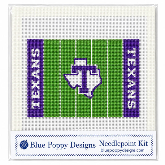 Tarleton Texans football field 4x6 beginner needlepoint kit – licensed Tarleton State University