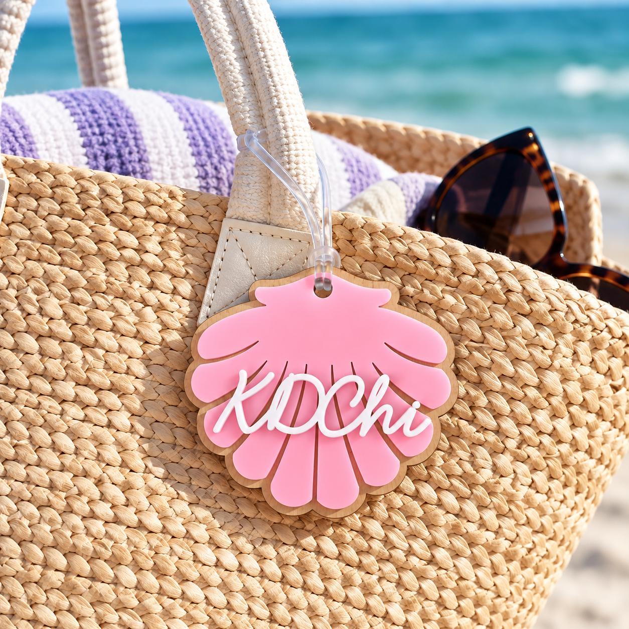 Kappa Delta Chi Seashell Acrylic Bag Tag | Licensed KDChi Luggage Tag | 3 1/8" x 2 5/8"