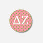 Licensed Delta Zeta 2.25" Pink & Green Polka Dot Button Pin | Sorority Button