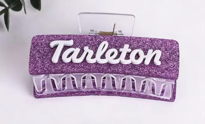 Tarleton Hair Claw Clip 4.33” – Large Purple Glitter Game Day Hair Clip | Tarleton State University Accessory