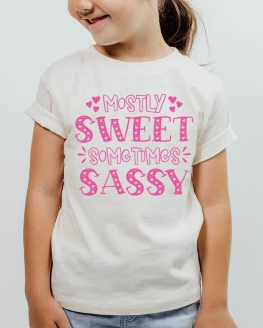 Mostly Sweet Sometimes Sassy Youth T-Shirt | Cute Girls Graphic Tee