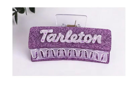 Tarleton Hair Claw Clip 4.33” – Large Purple Glitter Game Day Hair Clip | Tarleton State University Accessory