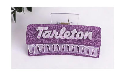 Tarleton Hair Claw Clip 4.33” – Large Purple Glitter Game Day Hair Clip | Tarleton State University Accessory