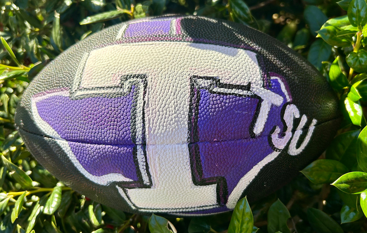 Custom Hand-Painted Tarleton Football | Unique Gameday Decor, Gifts & Display Ball