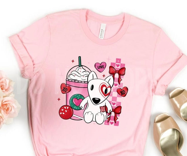 Valentine Bull Terrier T-Shirt – Cute Pink Puppy Love Graphic Tee