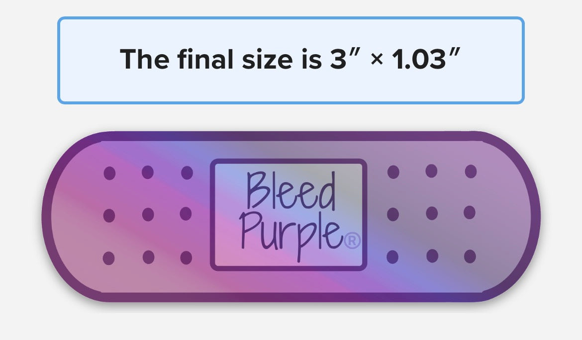 Bleed Purple Holographic Sticker – 3” x 1.03” Bandage Design | Tarleton-Inspired Vinyl Decal