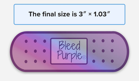 Bleed Purple Holographic Sticker – 3” x 1.03” Bandage Design | Tarleton-Inspired Vinyl Decal