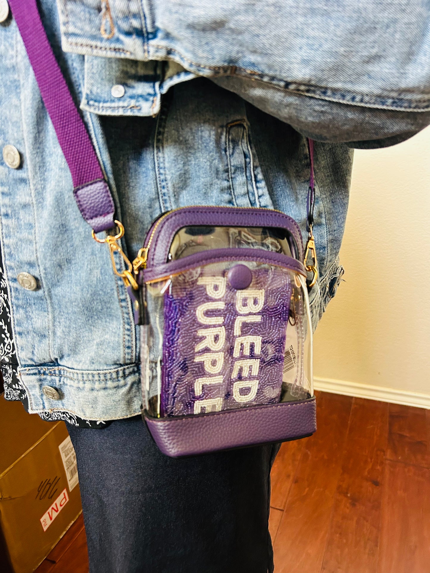 Solid Faux Leather Transparent Crossbody Bag