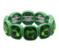 Green chunky gemstone stretch bracelet with emerald-style rhinestones