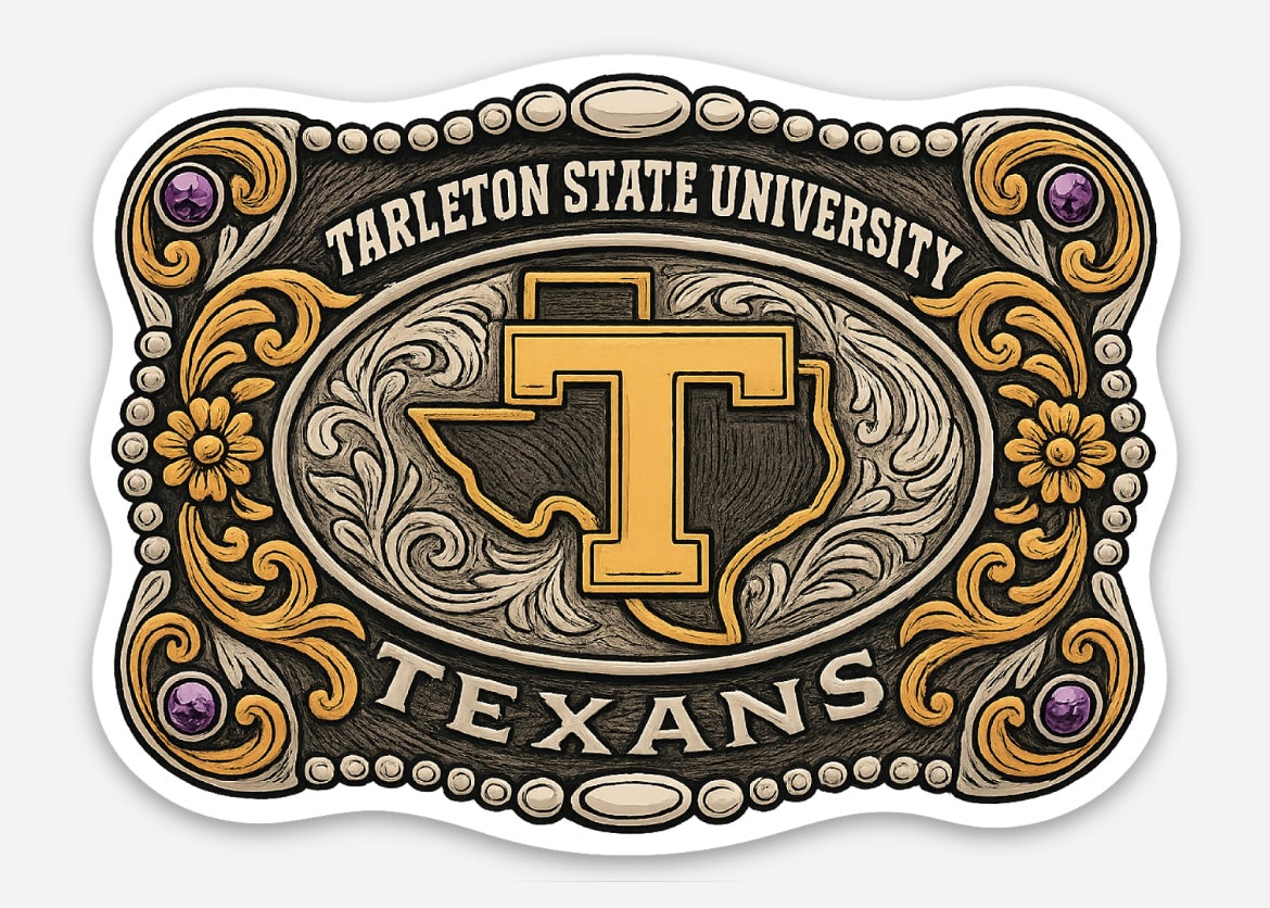 Tarleton State University Buckle Sticker – Waterproof Vinyl | 3” x 2.2”