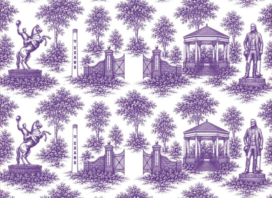 Licensed Tarleton State University Toile Wrapping Paper | 30” x 15’ Gift Wrap Roll | Purple Collegiate Gift Wrap