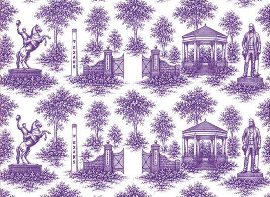 Licensed Tarleton State University Toile Wrapping Paper | 30” x 15’ Gift Wrap Roll | Purple Collegiate Gift Wrap
