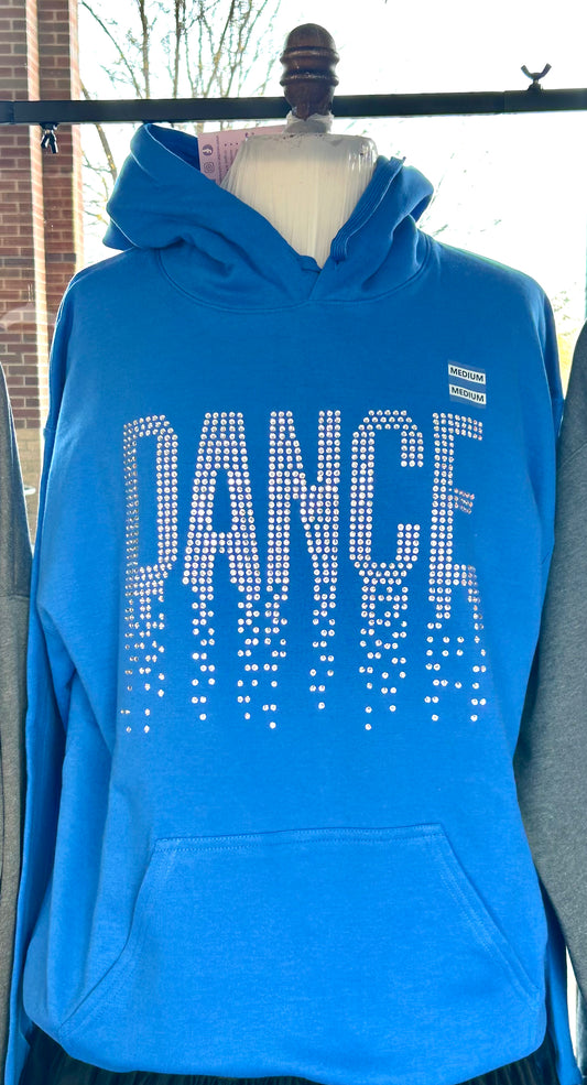Dance Rhinestone Hoodie – Sparkle Drip Lettering Pullover Sweatshirt