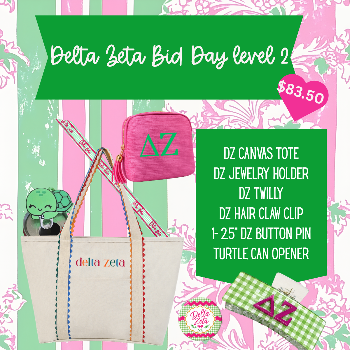 Licensed Delta Zeta Bid Day Gift Set– Level 2| Official Custom-Designed Sorority Gift Set