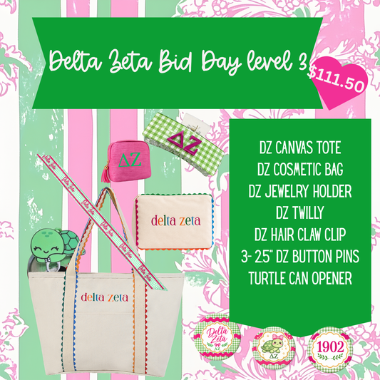 Licensed Delta Zeta Bid Day Gift Set– Level 3 | Official Custom-Designed Sorority Gift Set