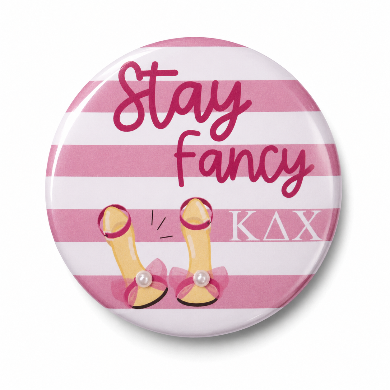 Licensed Kappa Delta Chi Stay Fancy Pearl Button Pin | 2.25” Sorority Button | Boutique Greek Gift