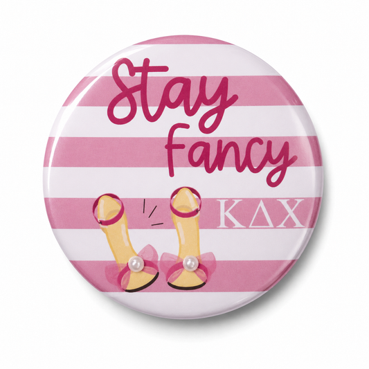 Licensed Kappa Delta Chi Stay Fancy Pearl Button Pin | 2.25” Sorority Button | Boutique Greek Gift