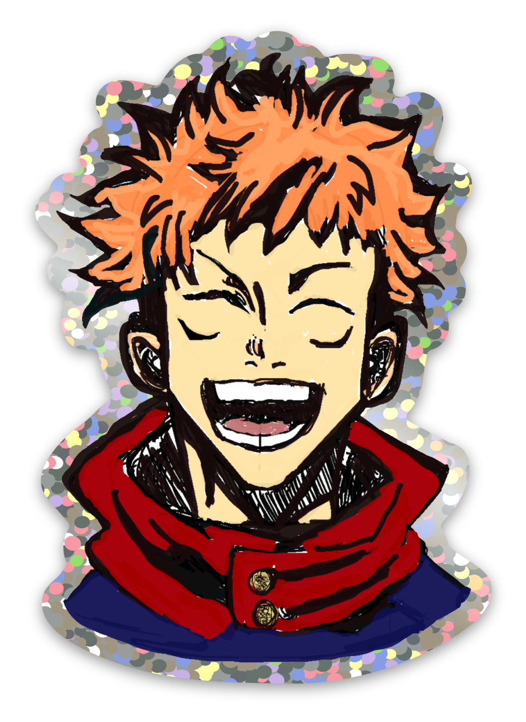 Anime-Inspired Glitter Sticker – 2.1” x 3” | Original Art by Annie Parker | Holographic Vinyl