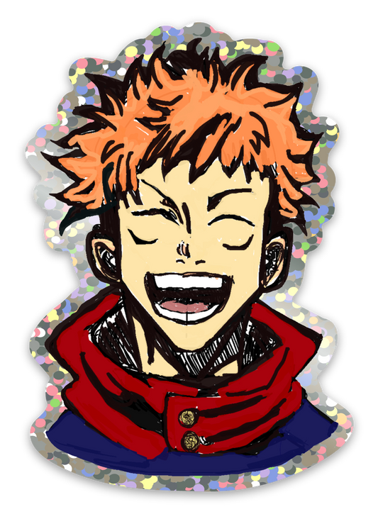 Anime-Inspired Glitter Sticker – 2.1” x 3” | Original Art by Annie Parker | Holographic Vinyl