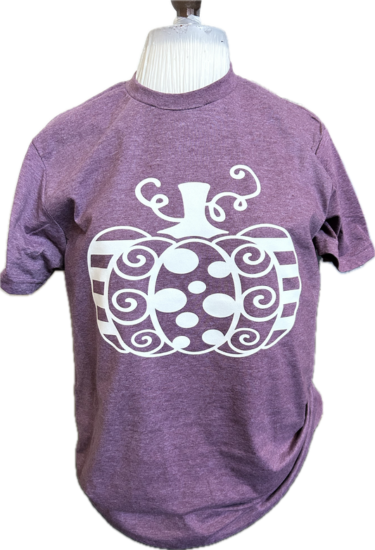 Whimsical White Pumpkin T-Shirt | Fall Harvest Tee in Heather Purple