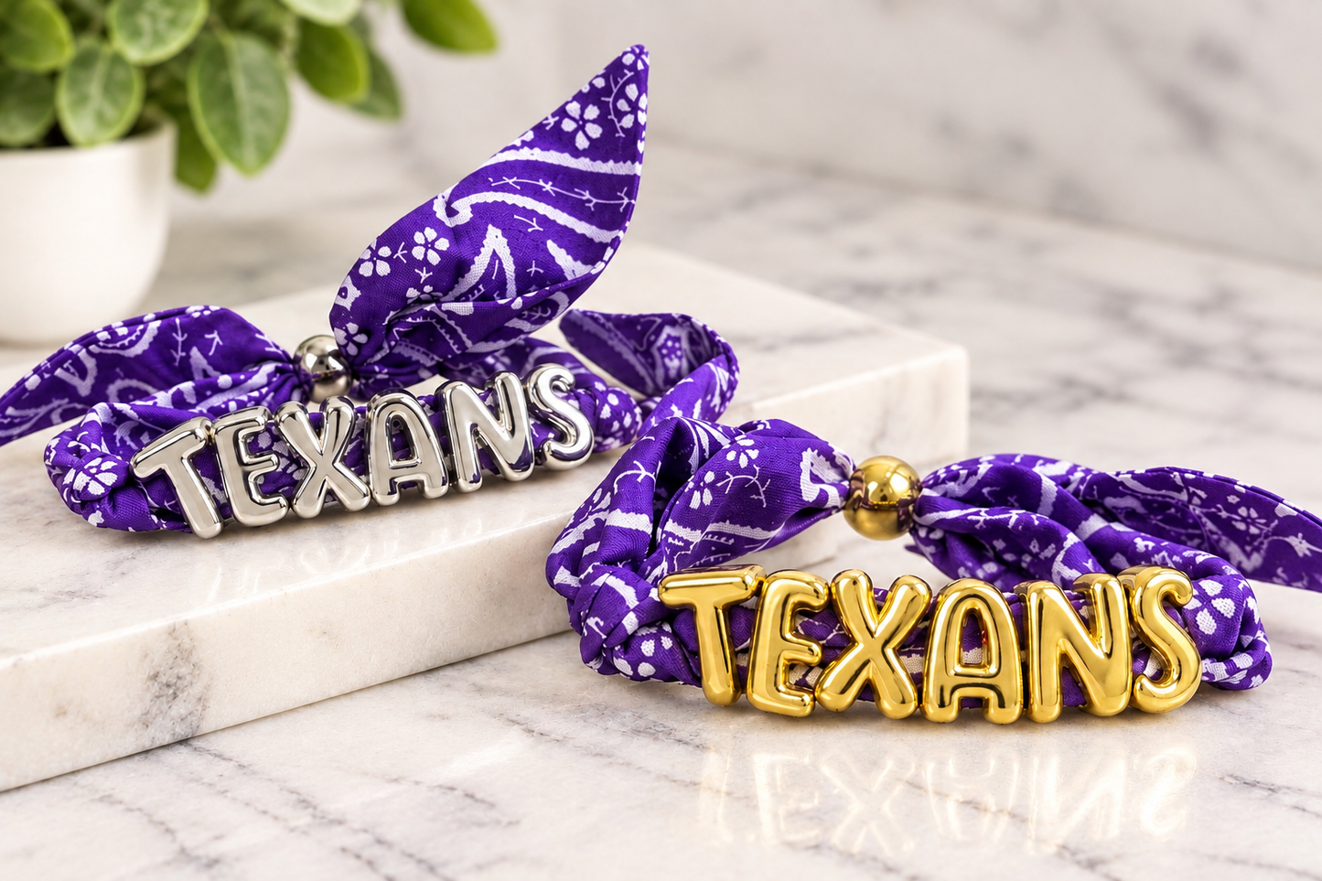 Texans Purple Bandana Charm Bracelet – Gold or Silver