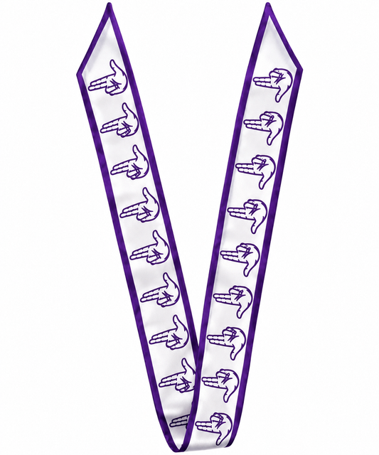 Tarleton Hand Sign “States Up” Purple & White Twilly Scarf