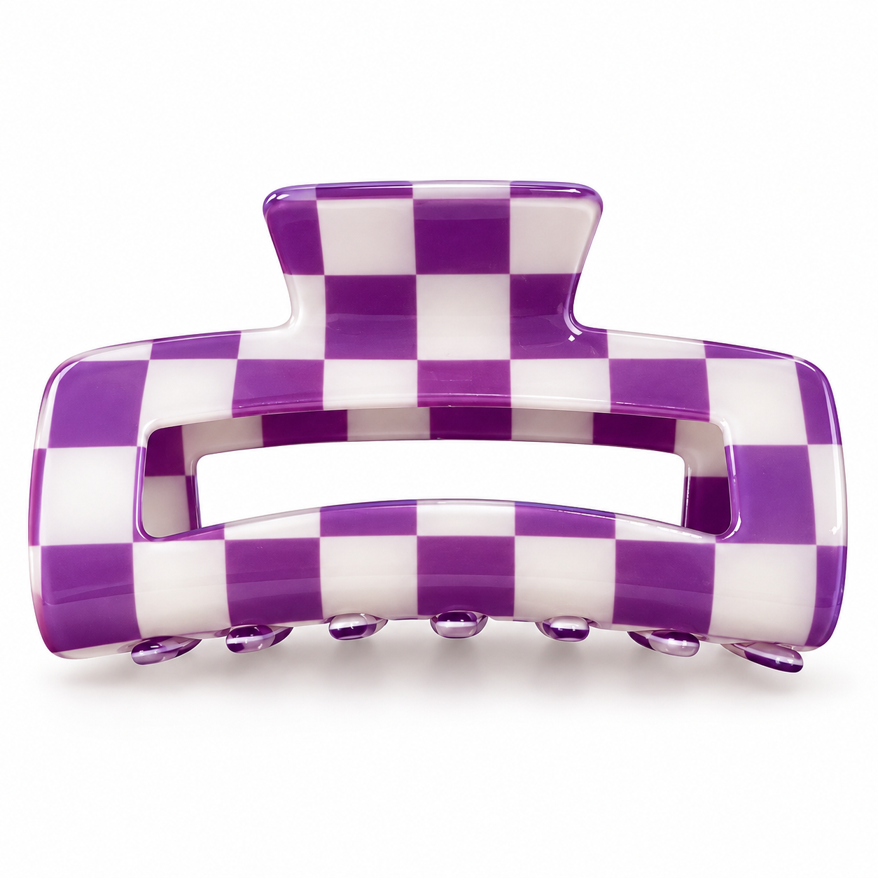 Purple & White Checkered Hair Claw Clip | Large Acrylic Claw Clip