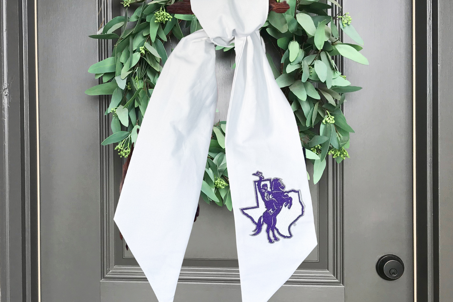 Tarleton Embroidered Sash – Handmade Duck Cloth Spirit Sash | White Game Day Sash | 58” Long