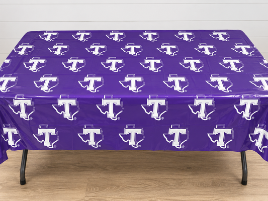 Tarleton State University® Purple Plastic Table Cover – 54” x 108”