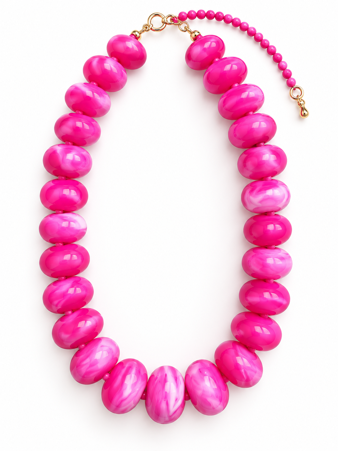Hot Pink Chunky Beaded Necklace – 18” Statement Necklace