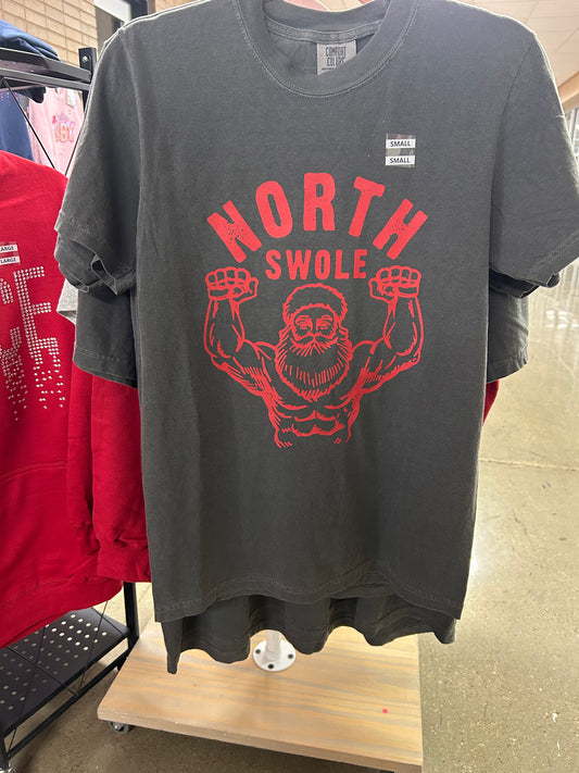 North Swole Santa Comfort Colors Tee – Funny Christmas Workout Shirt