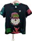 Fiesta Santa Sequin T-Shirt – Black Holiday Tee with Colorful Cactus Sequins