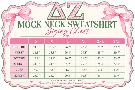 Officially Licensed Delta Zeta Mock Neck Sweatshirt | Pink Polka Dot ΔZ