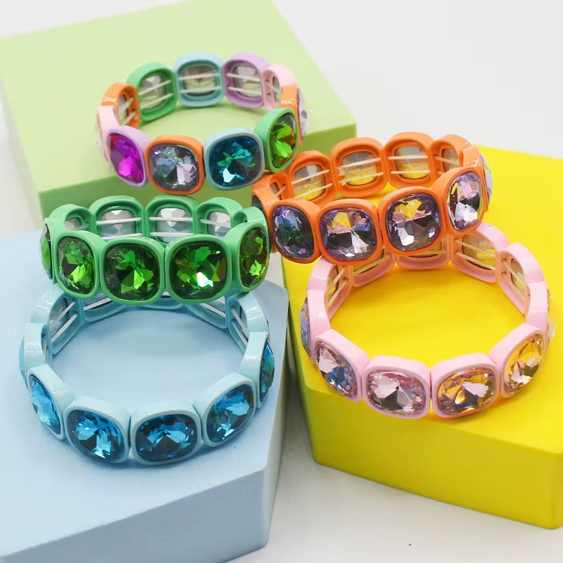 Candy Color Chunky Gemstone Stretch Bracelet