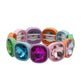 Rainbow chunky gemstone stretch bracelet with multicolor rhinestones in a gold-tone setting