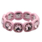 Pink chunky gemstone stretch bracelet with oversized faceted rhinestones