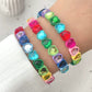 Rainbow Crystal Heart Stretch Bracelet | Colorful Enamel Heart Tile Bracelet | Stackable Boutique Jewelry