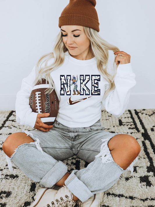 Dallas Cowboys Mascot Sweatshirt | Game Day Football Crewneck | White Unisex Pullover | Dallas Spirit Wear