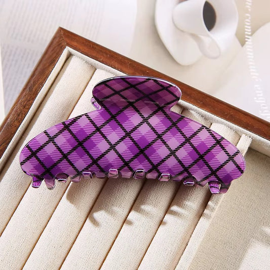 Purple Plaid Claw Clip